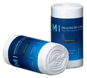18L Waste Disposable Recycled Bin Liners, 450mm x 500mm x 15mu, Peach Scented, White x 1750 Pieces