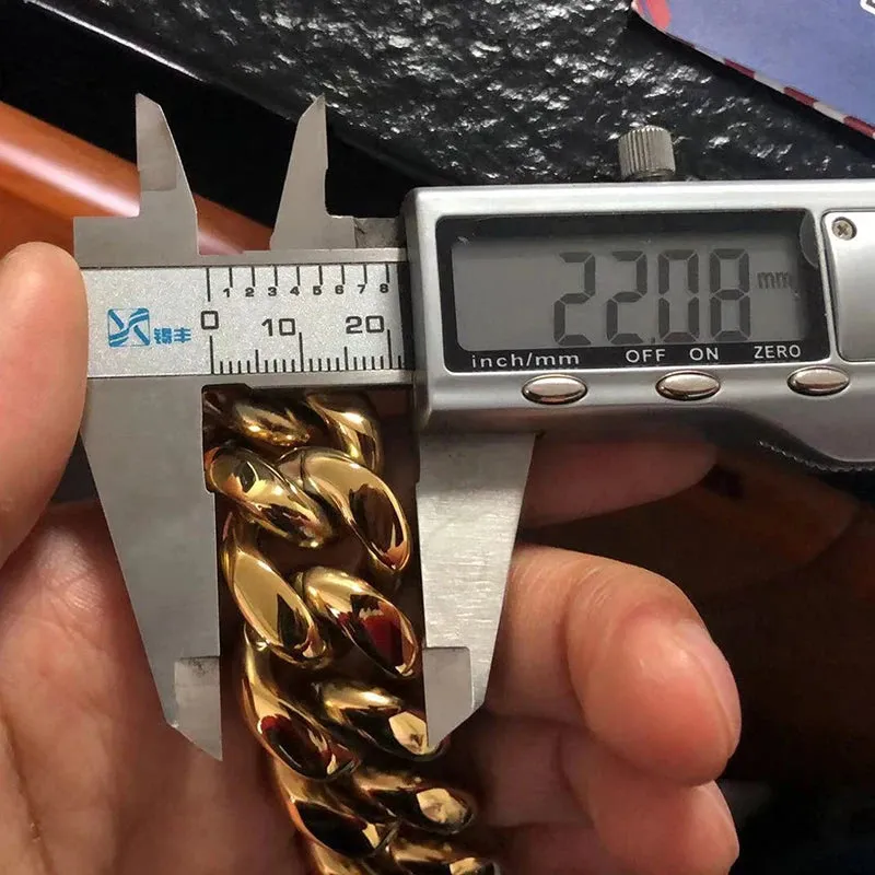 22mm Wide Big Heavy Gold Color 316L Stainless Steel Cuban Miami Link Chains