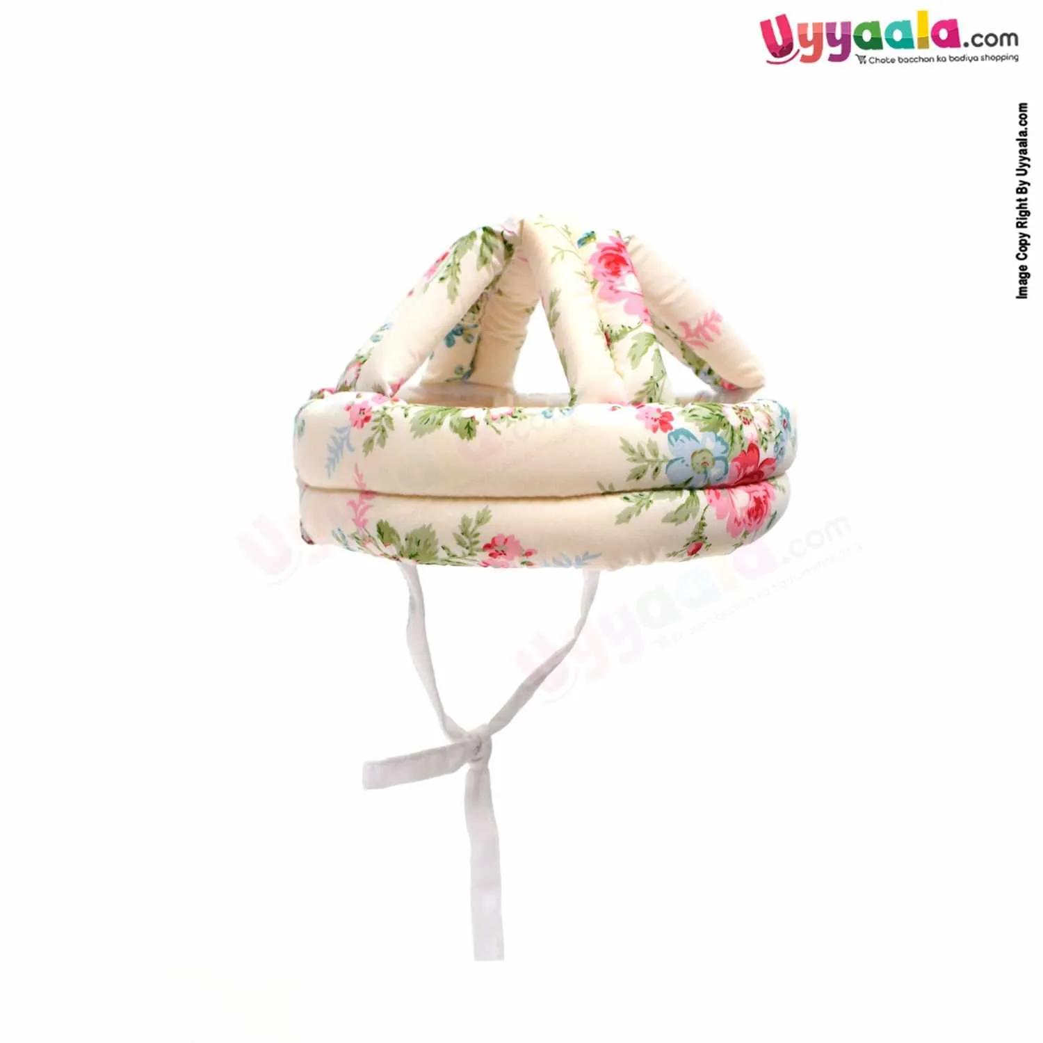 Baby Safety Helmet for Bump - Free Protection and 100% Cotton Floral Print,12-36m Age - Cream