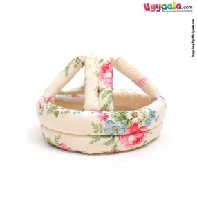 Baby Safety Helmet for Bump - Free Protection and 100% Cotton Floral Print,12-36m Age - Cream