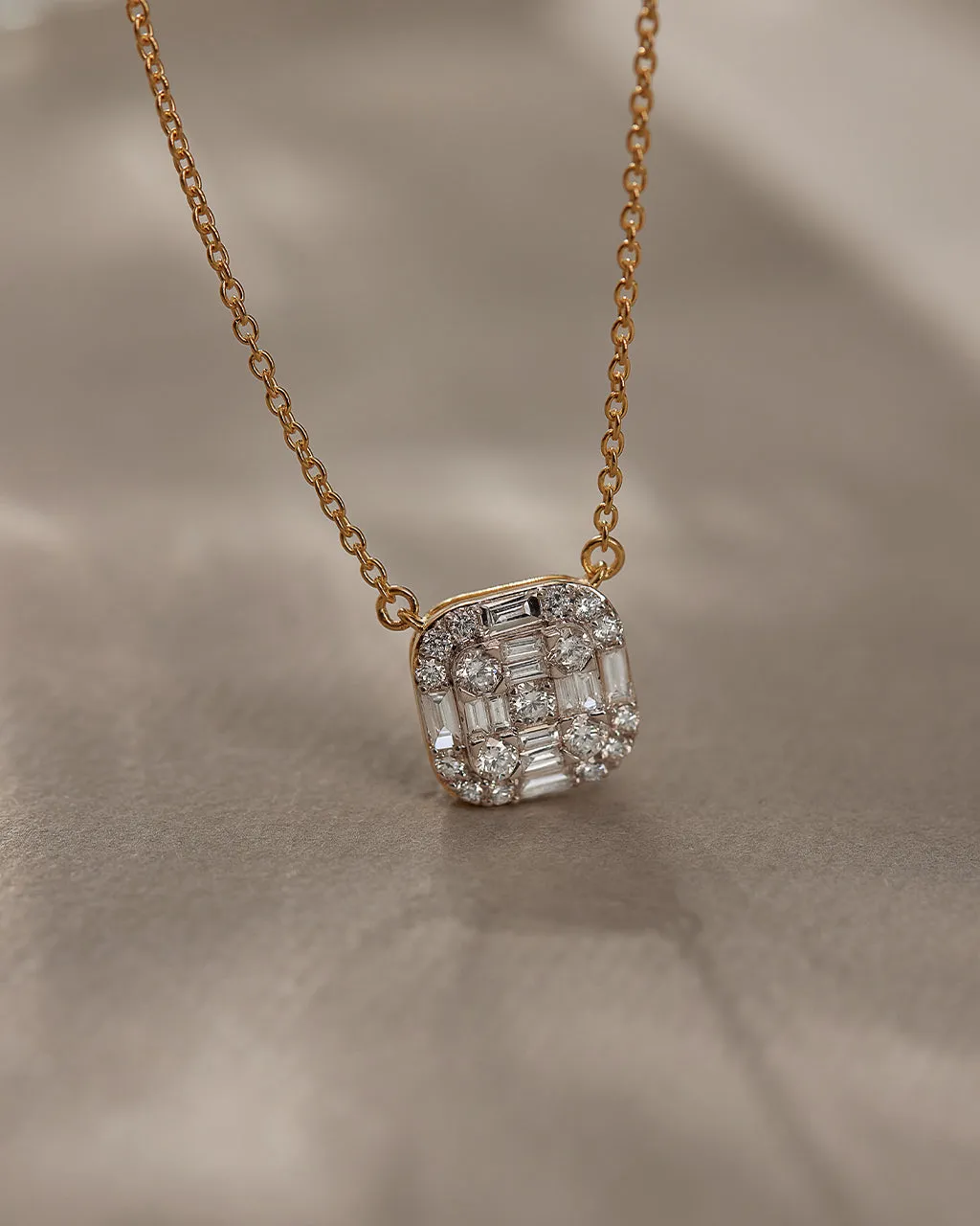 Baguette Cluster Diamond Necklace