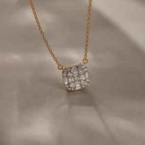 Baguette Cluster Diamond Necklace