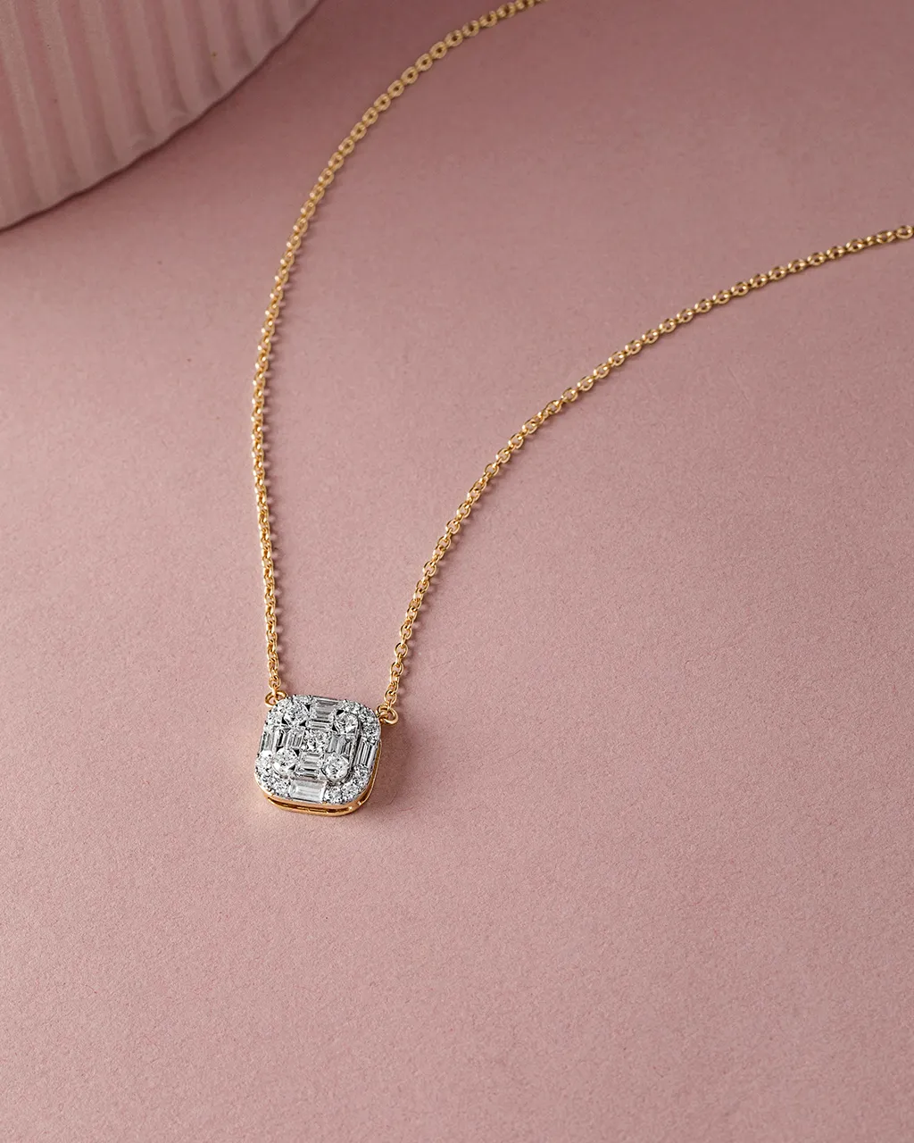 Baguette Cluster Diamond Necklace