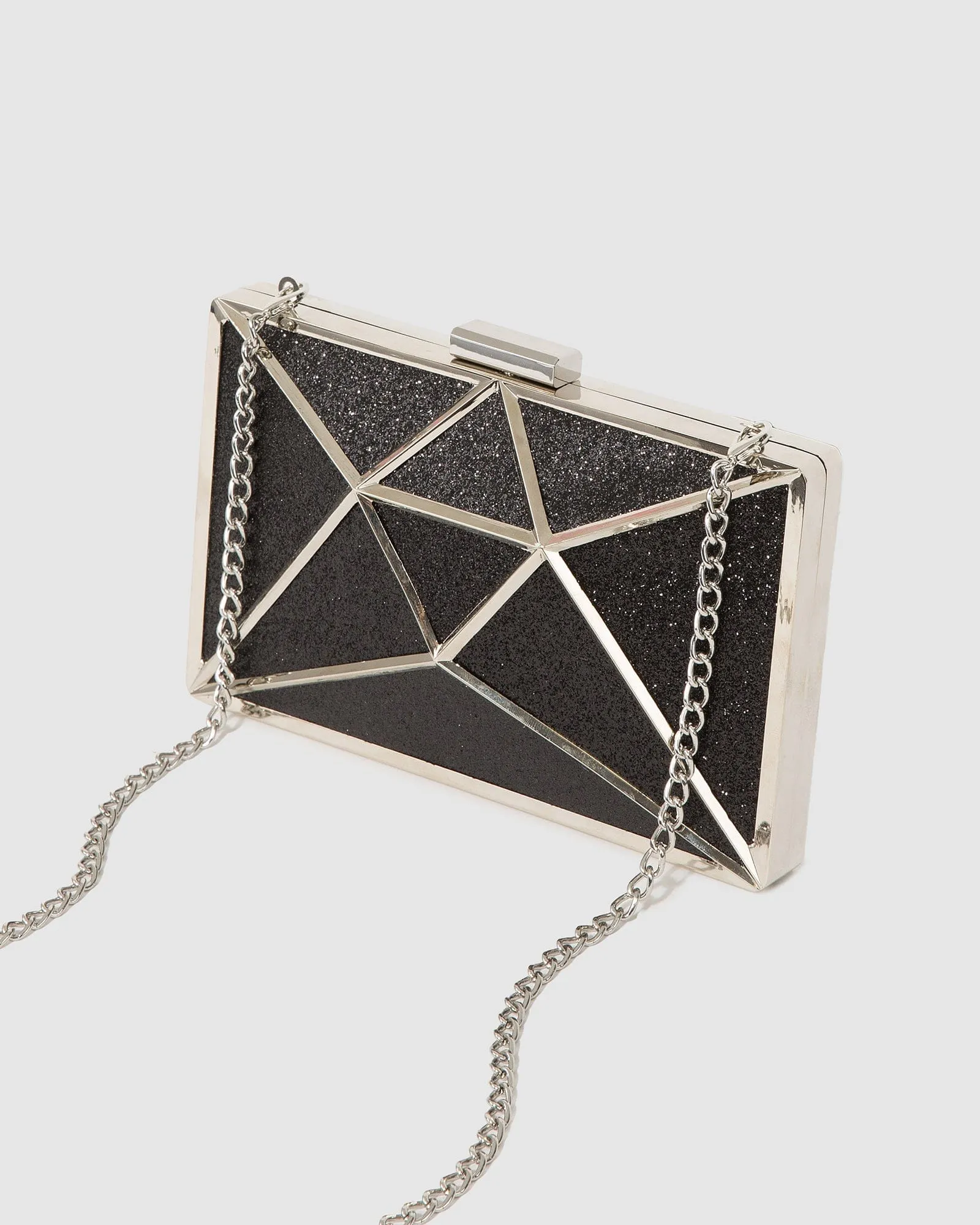 Black Geo Large Clutch Bag