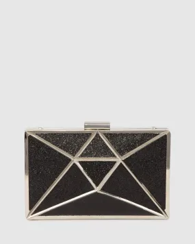 Black Geo Large Clutch Bag
