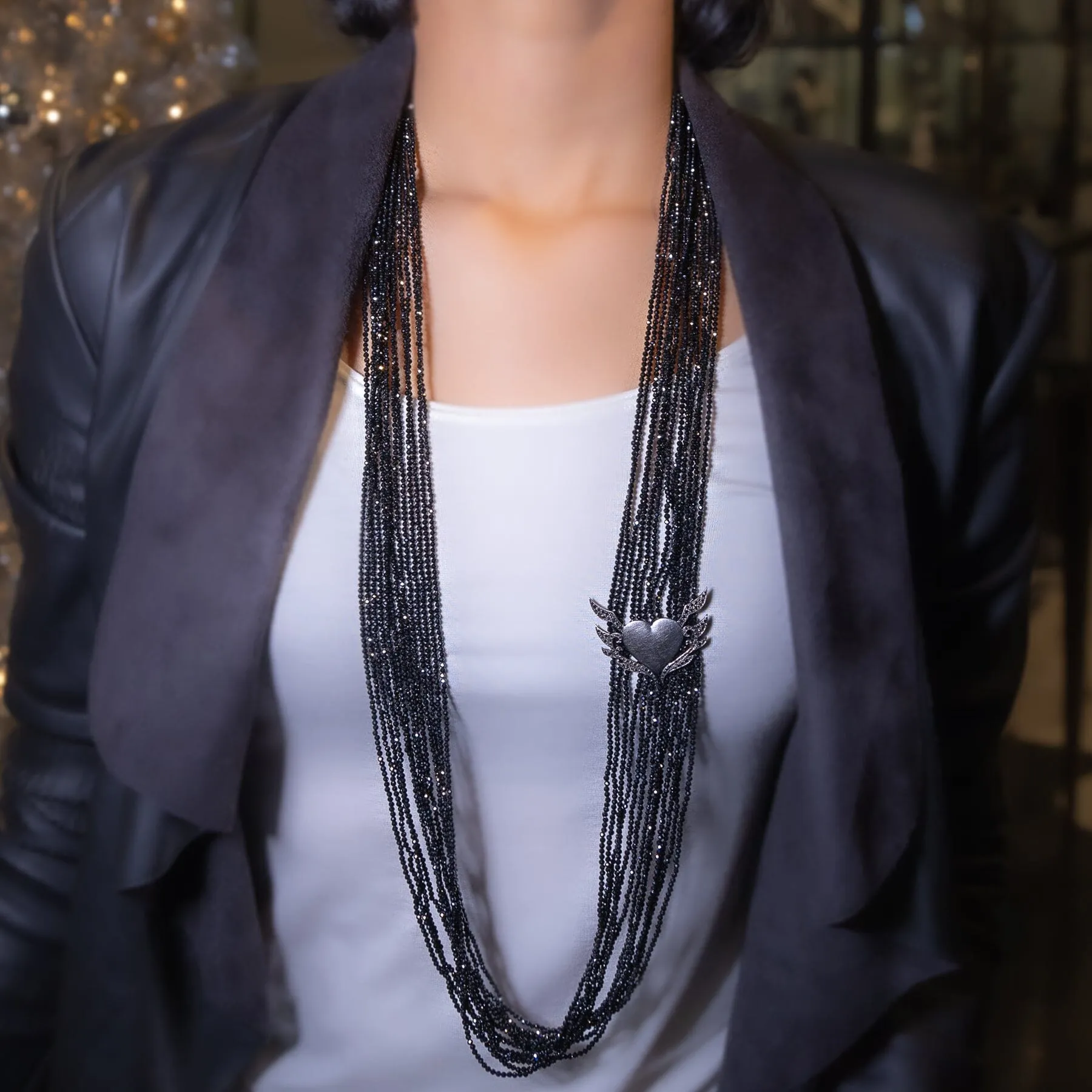 Black Spinel Heart Necklace