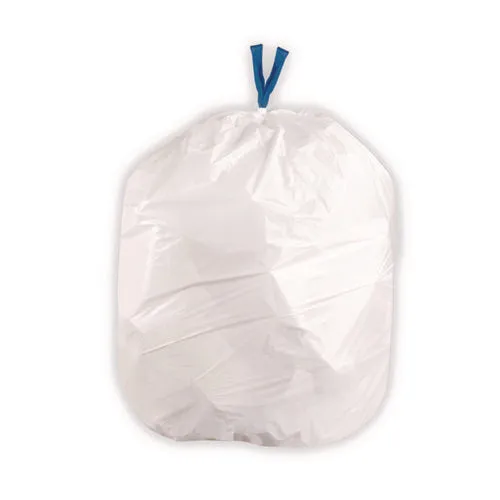 Drawstring Trash Bags, 13 Gal, 0.8 Mil, 24" X 28", White, 40 Bags/roll, 2 Rolls/box