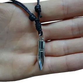 Gun Bullet Pendant Chain Necklace Choker Silver Tone Mens Womens Girls Boys Kids
