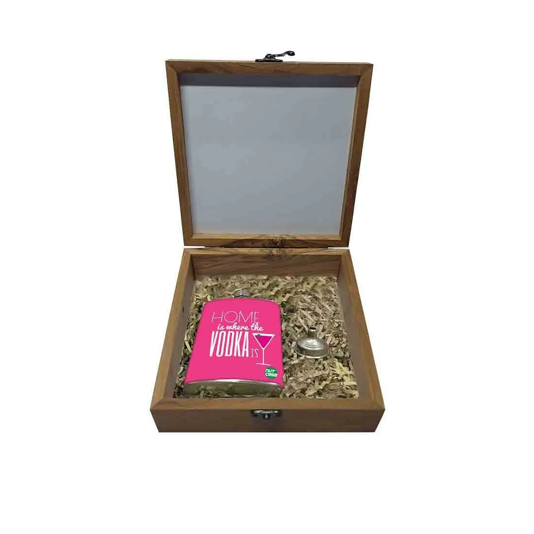 Hip Flask Gift Box -Home Is Where The Vodka Is