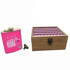 Hip Flask Gift Box -Home Is Where The Vodka Is