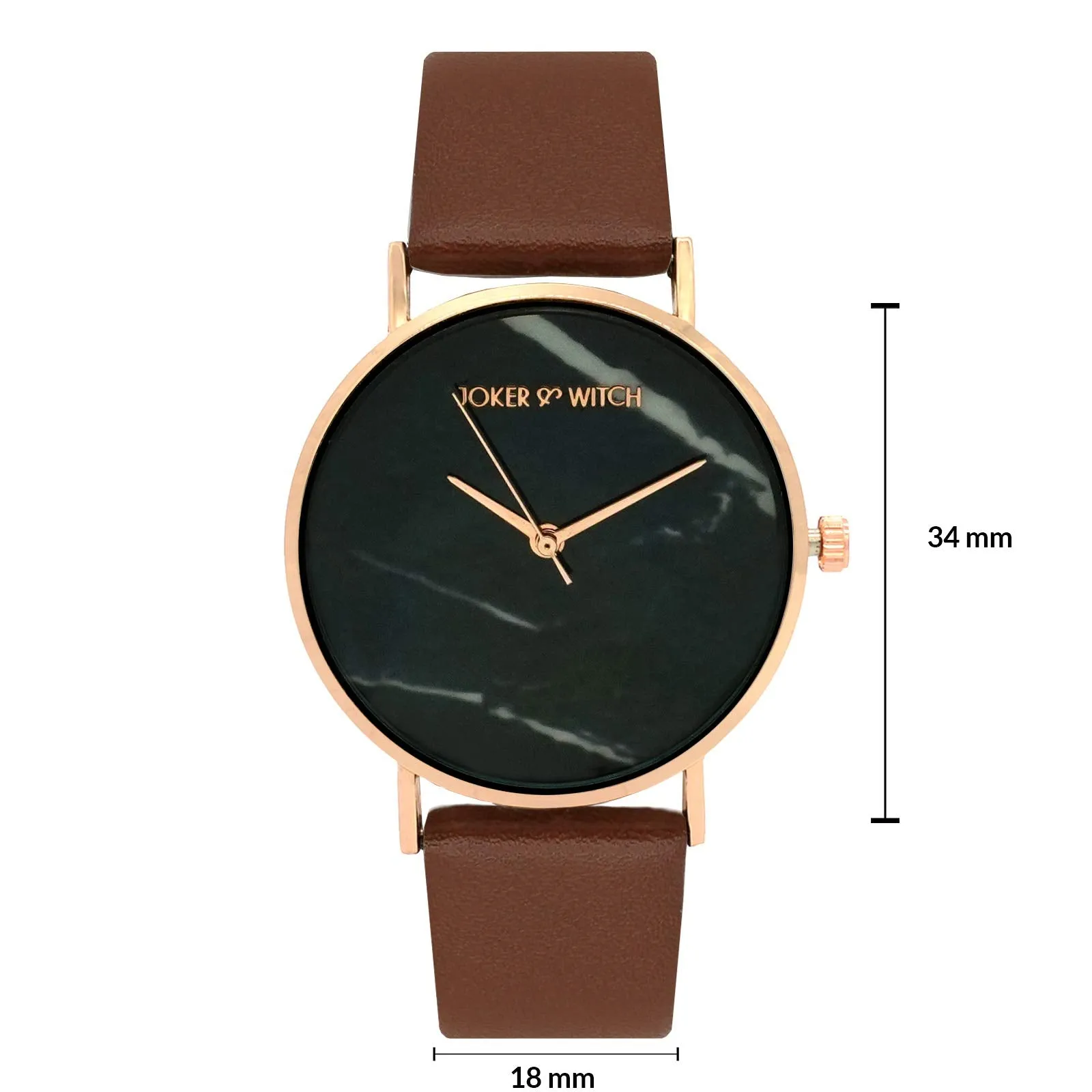 Joker & Witch Giselle Black Marble Dial Brown Strap Watch for Women