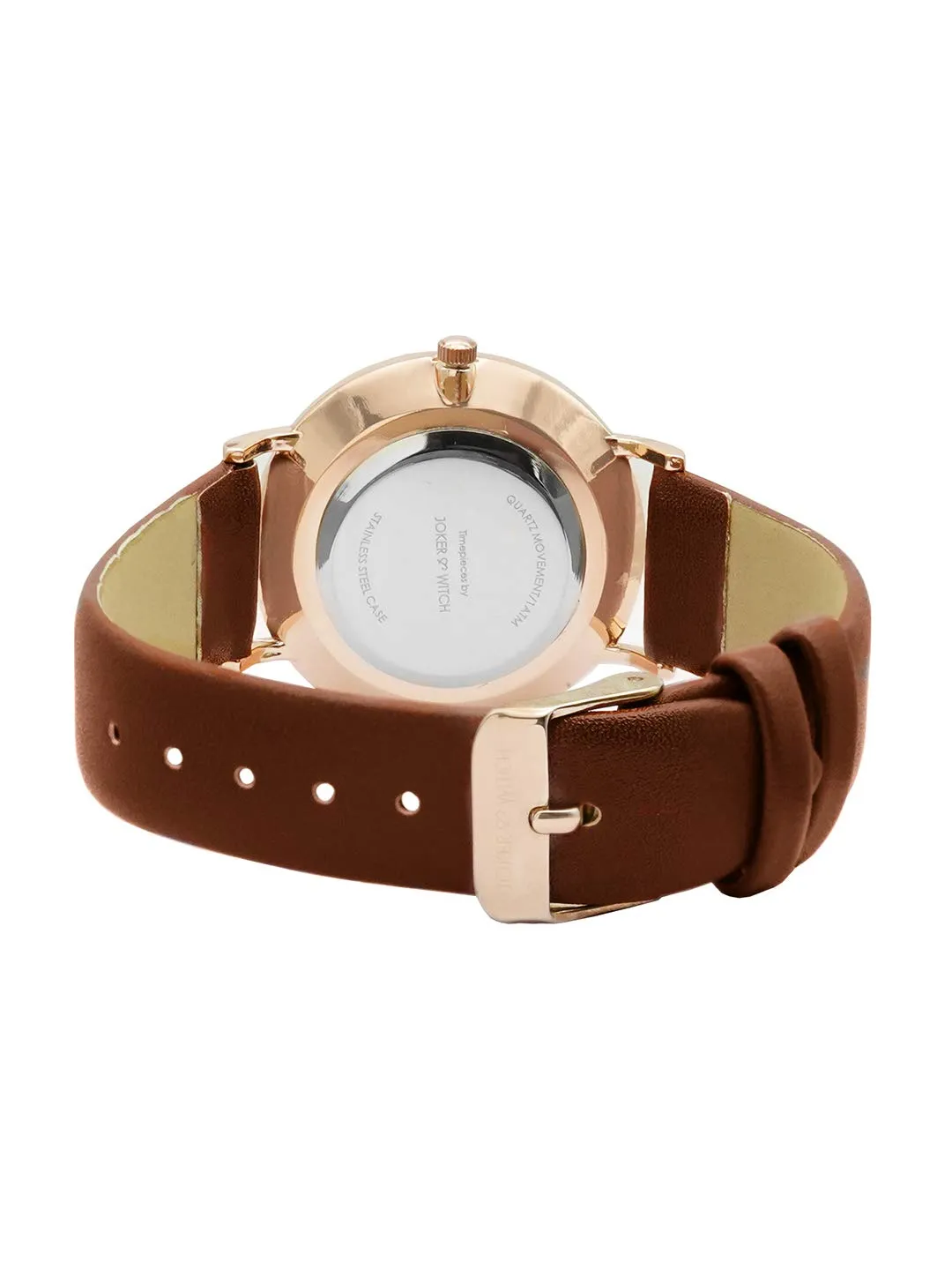 Joker & Witch Giselle Black Marble Dial Brown Strap Watch for Women