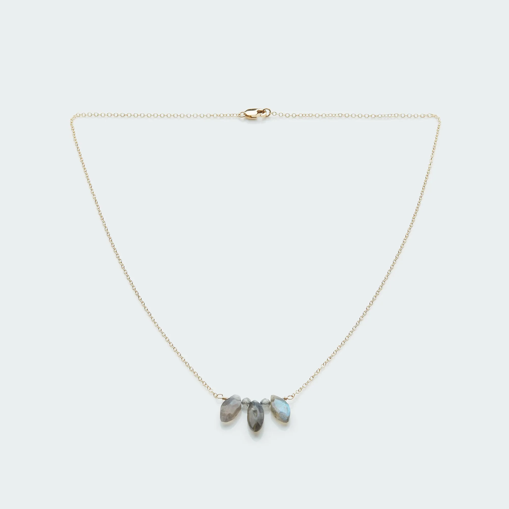 Labradorite marquise necklace gold filled