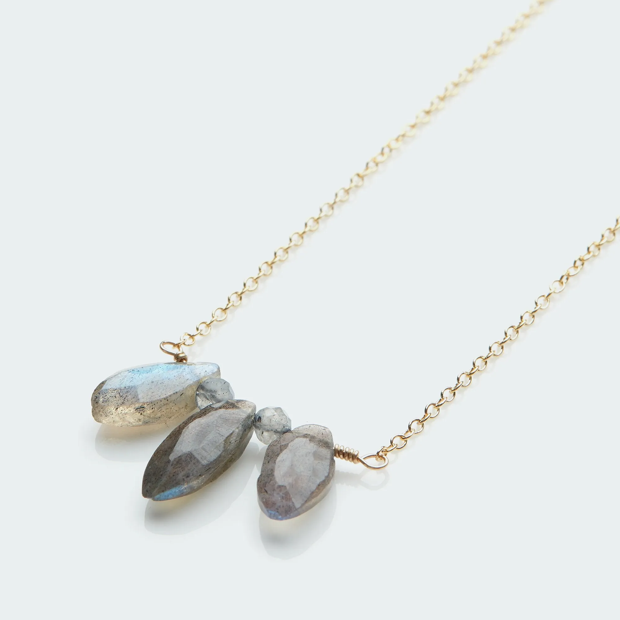 Labradorite marquise necklace gold filled