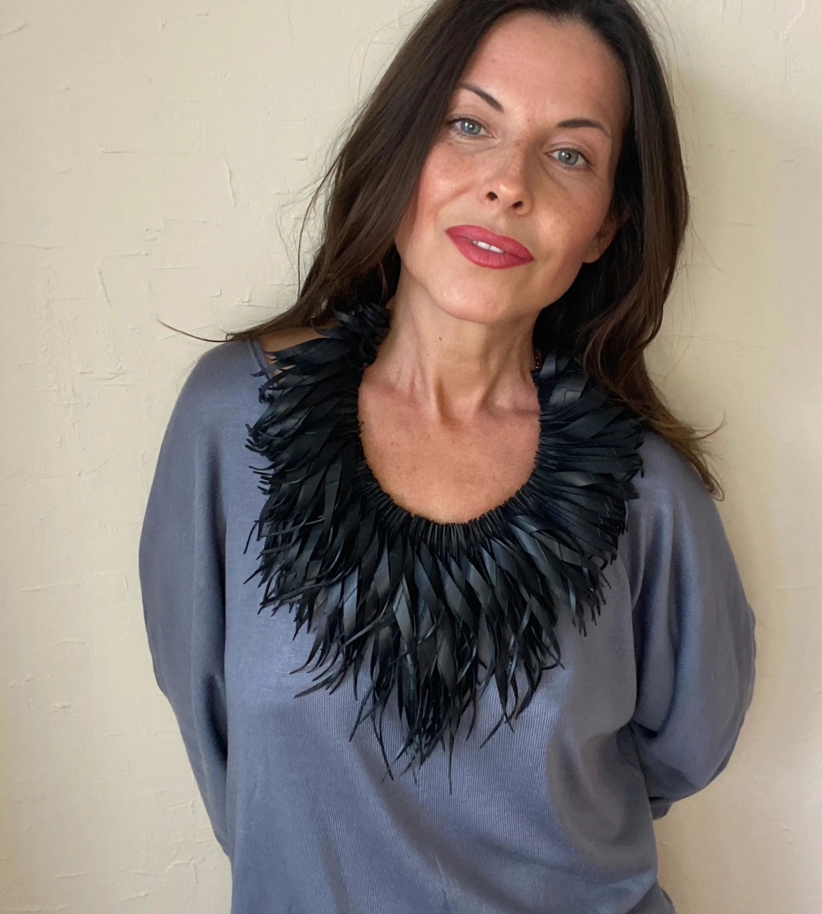 Large, Curly Upcycled Inner Tube Necklace