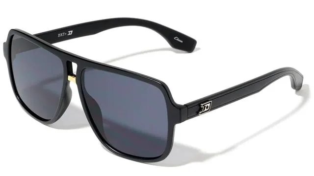 Mens Designer Pilot Flat Top Retro Sunglasses with Oversized Black Frame