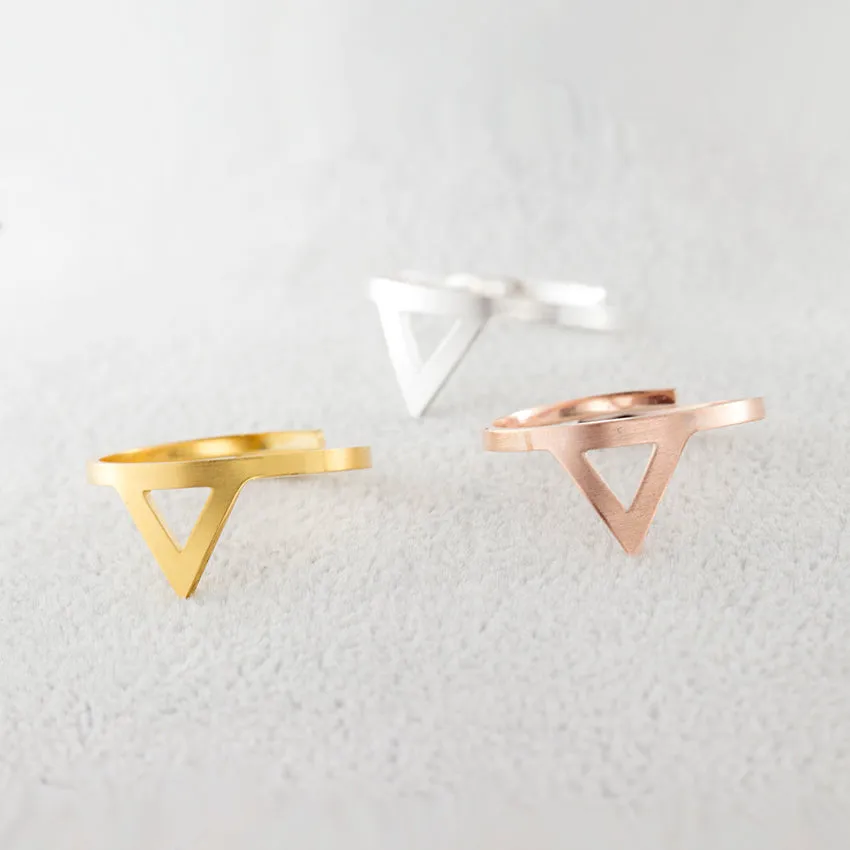 Minimalistic Stainless Steel Triangle Rings Modern