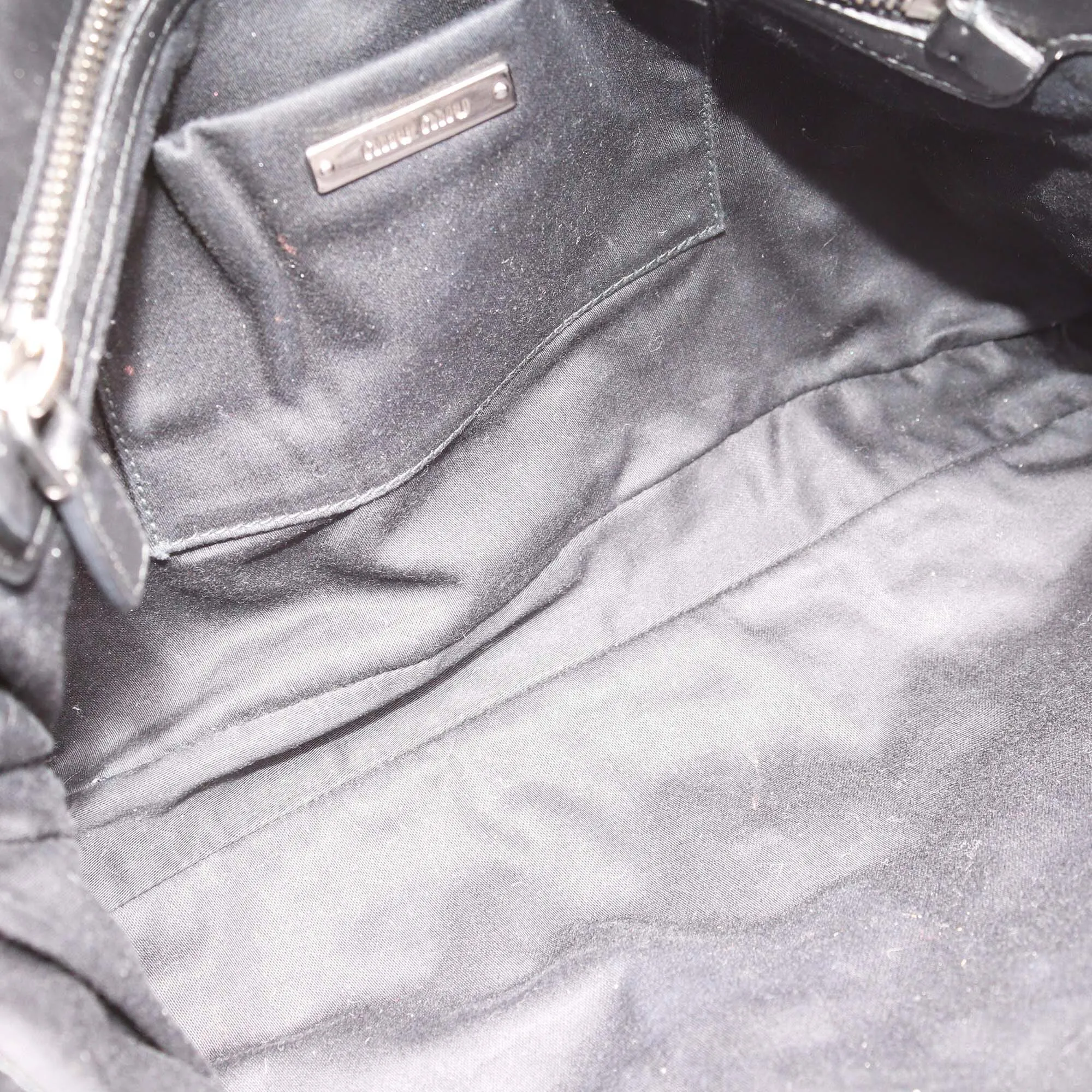 Miu Miu Black Matelasse Crystal Shoulder Bag