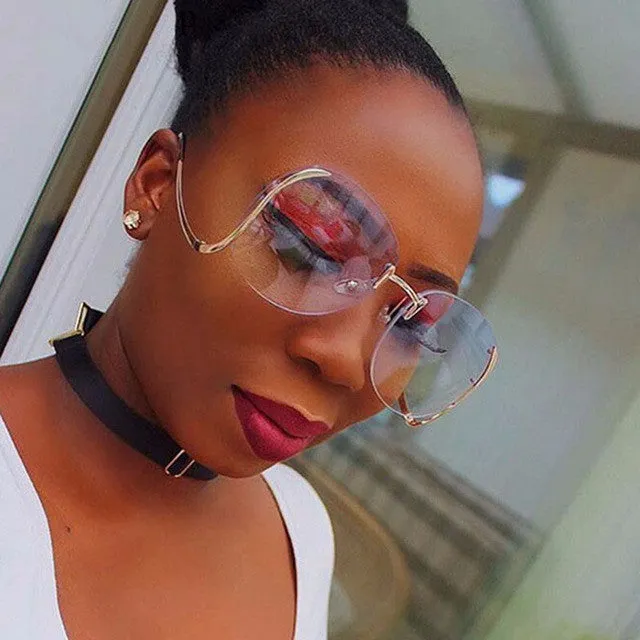 "diva" Retro large frame clear sunglasses