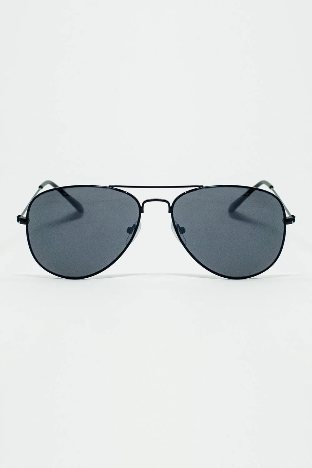Retro Aviator SunglassesWith Smoke Lense in Black
