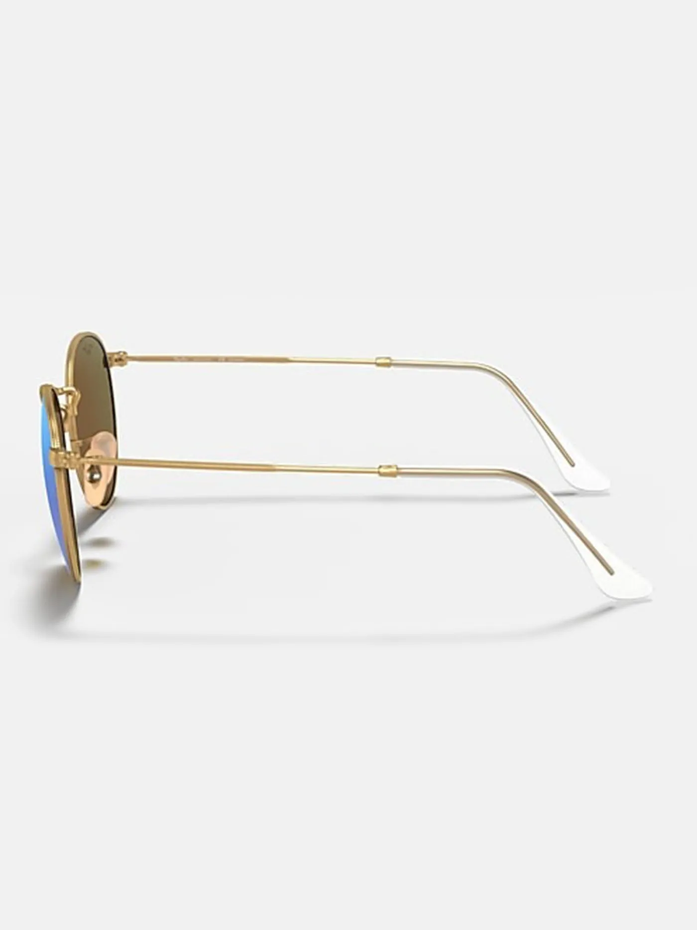 Round Metal Matte Gold/Blue Mirror Sunglasses