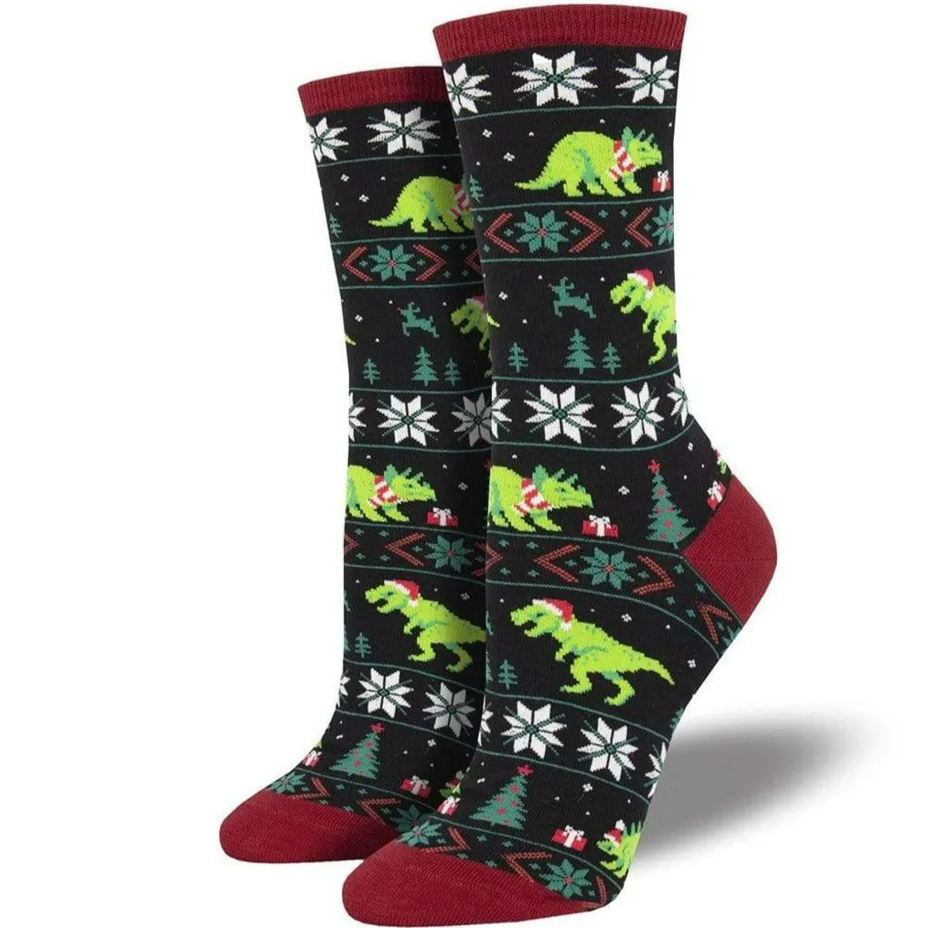 Santasaurus Rex Women’s Crew Sock