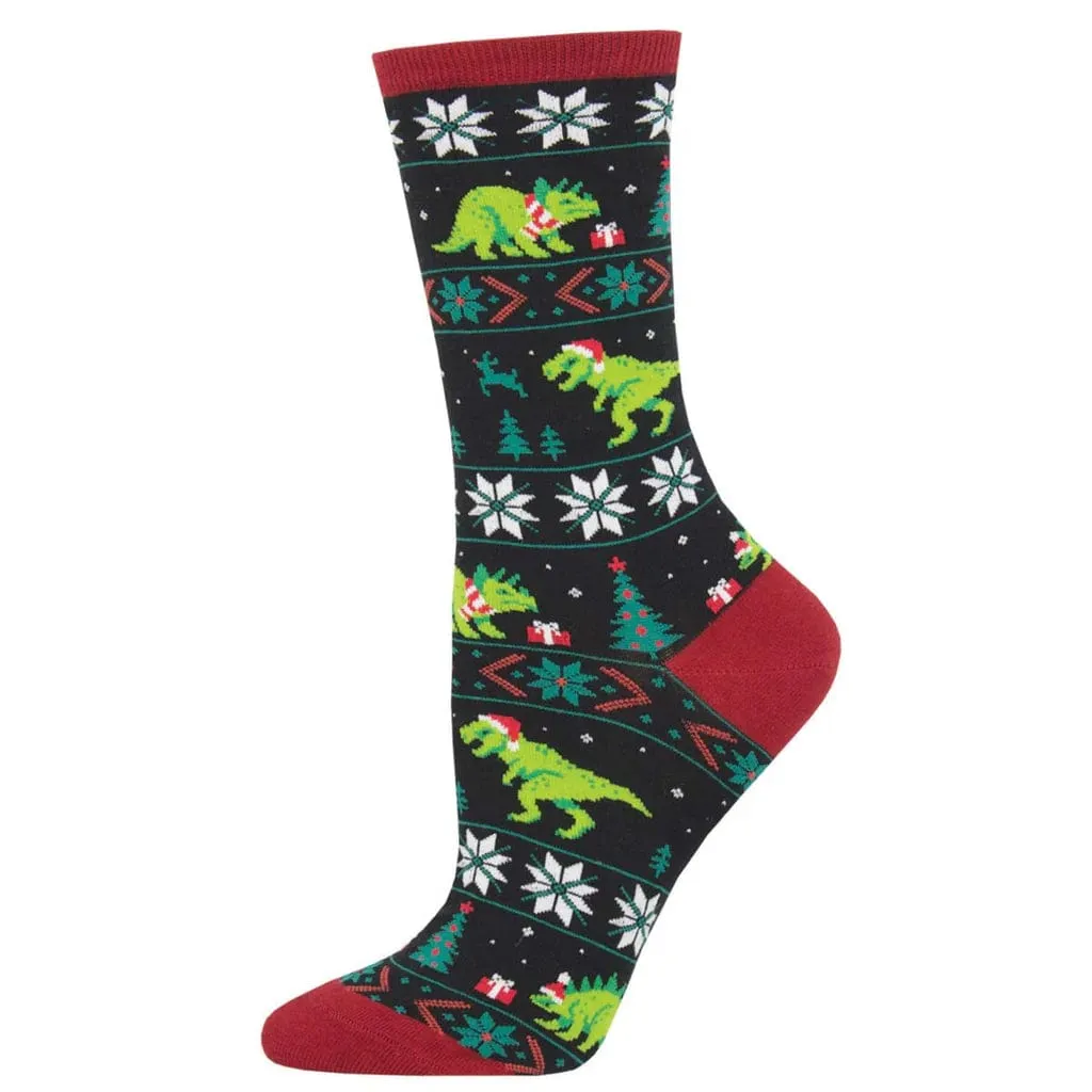 Santasaurus Rex Women’s Crew Sock