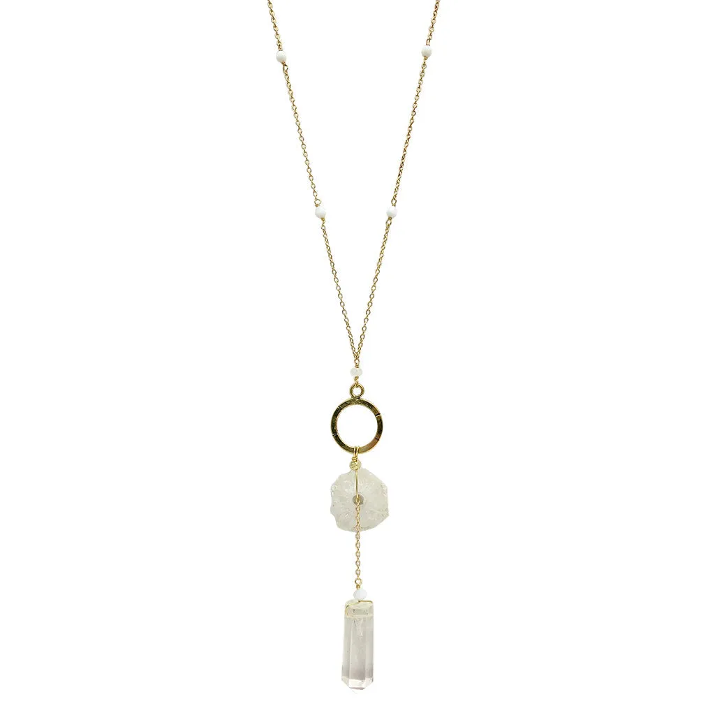 Solar Quartz   Crystal Y Necklace