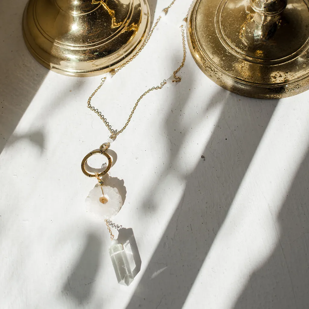 Solar Quartz   Crystal Y Necklace