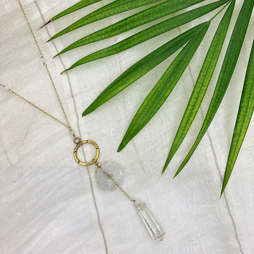 Solar Quartz   Crystal Y Necklace