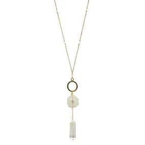 Solar Quartz   Crystal Y Necklace