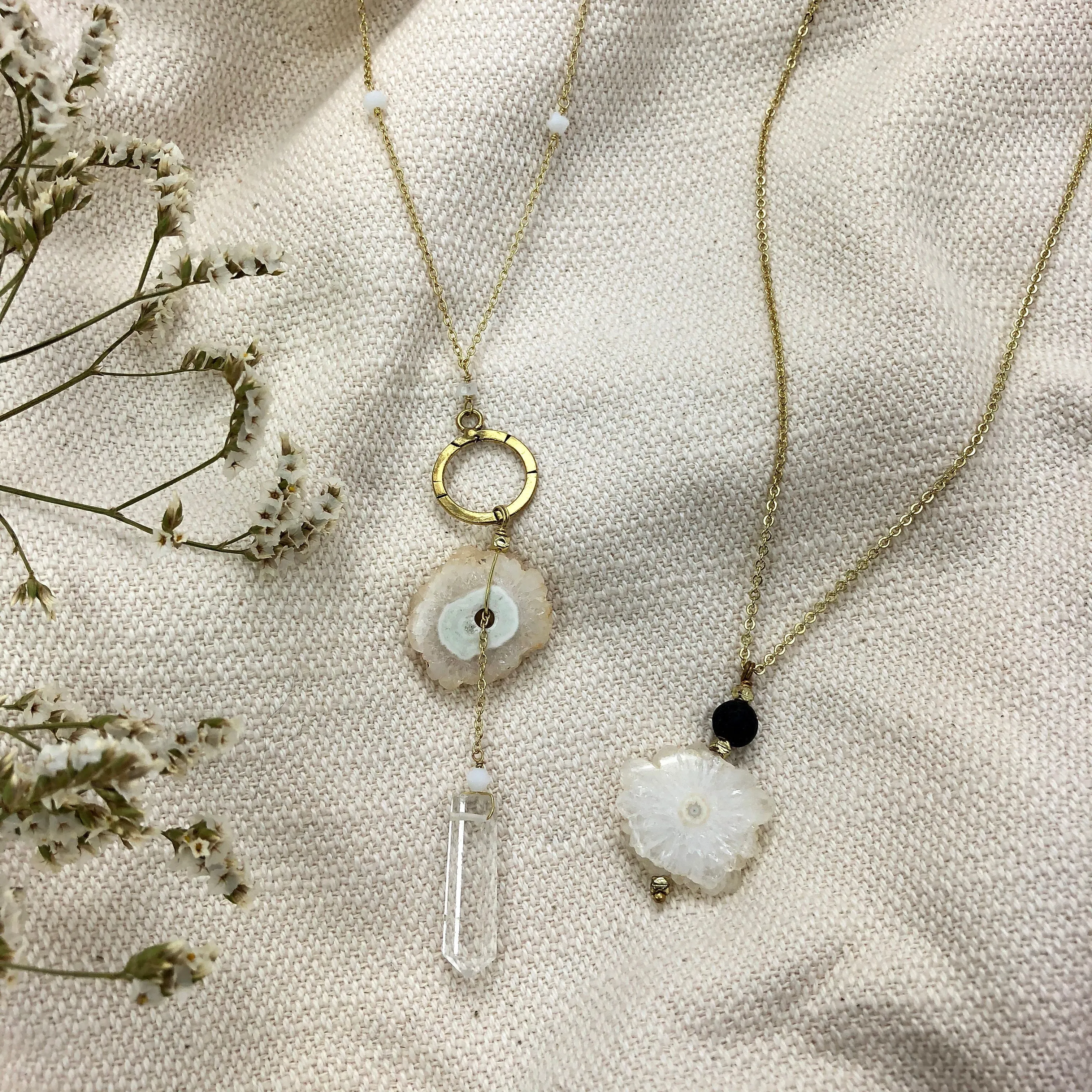 Solar Quartz   Crystal Y Necklace