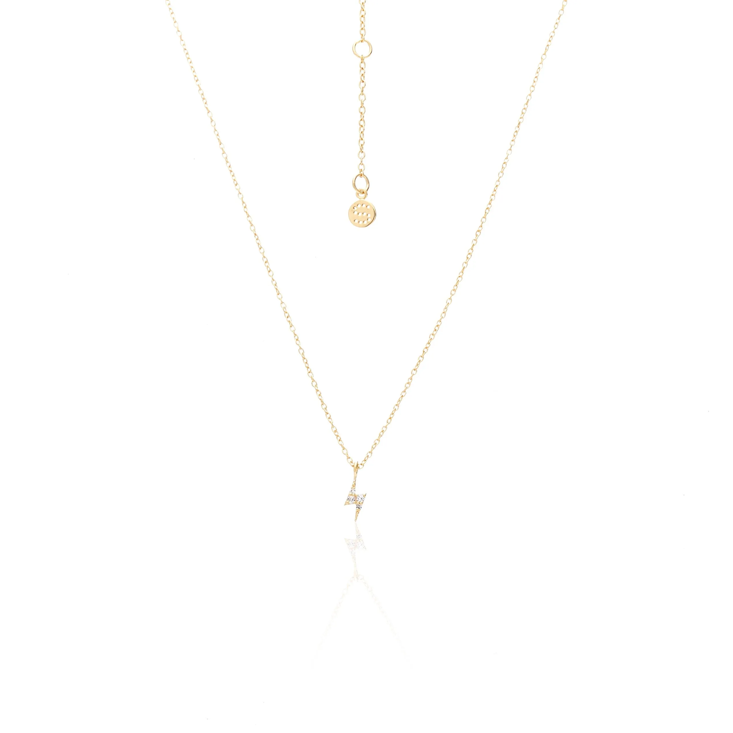 Superfine / Lightning Bolt / Necklace / White Topaz   Gold