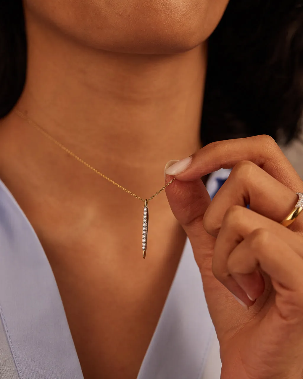 Tapered Bar Diamond Necklace