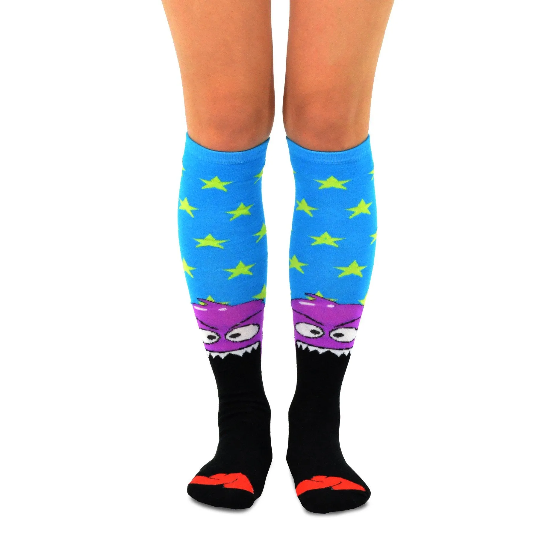 TeeHee Socks Women's Novelty Cotton Knee High Monster 3-Pack (10806)