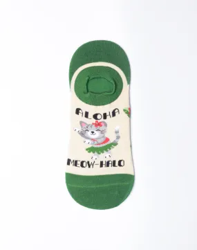 Women's Aloha Meowhalo Cat No Show Socks