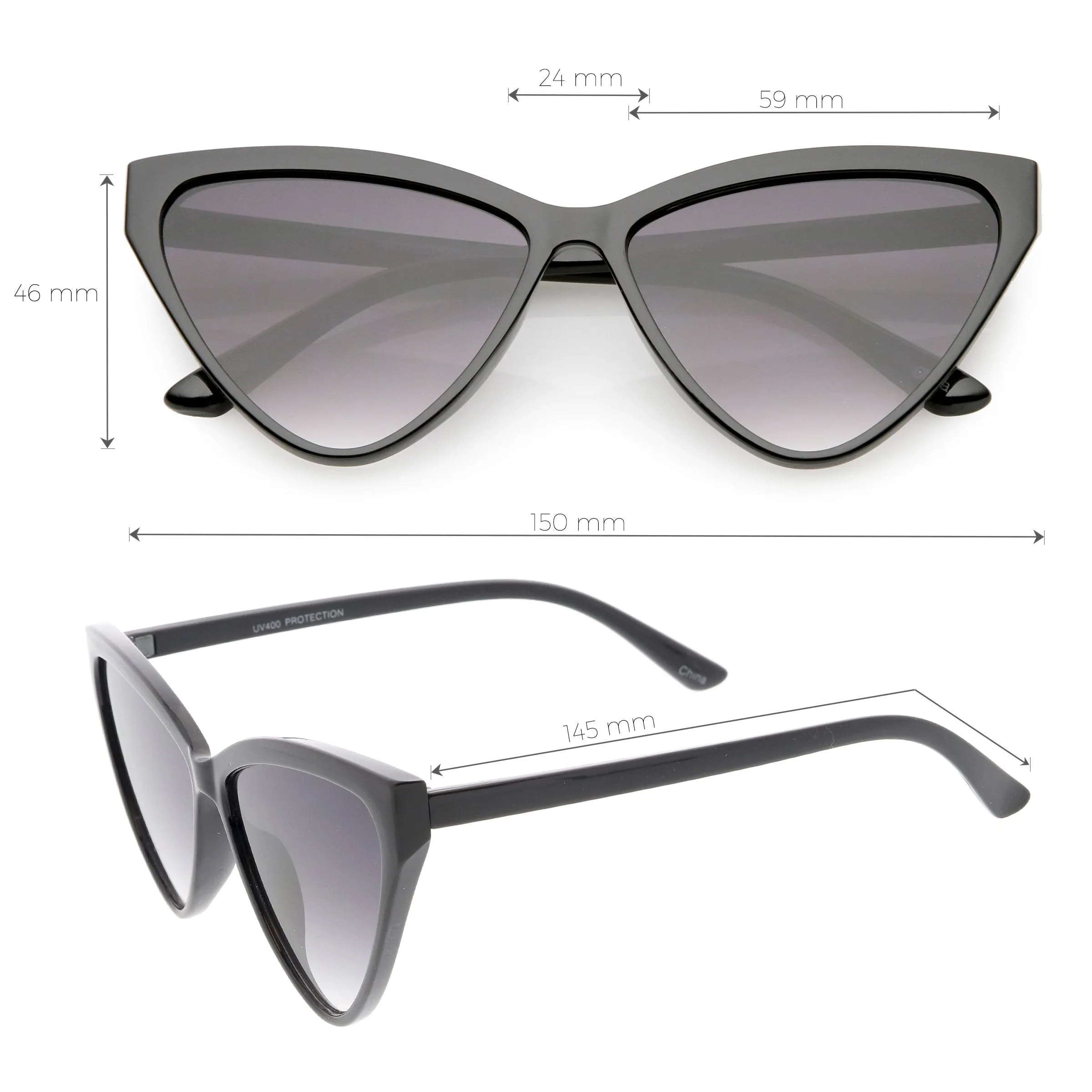 Women's Retro Modern High Tipped Cat Eye Sunglasses C738