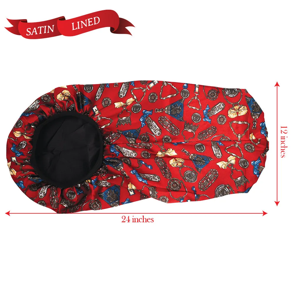 X-TRA LONG SILKY DESIGNED BONNET CAP (DOUBLE LAYER) - 1DZ (12PCS)