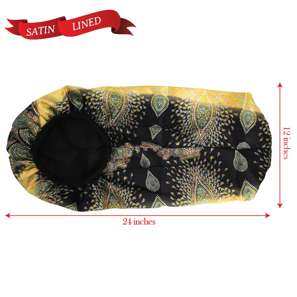 X-TRA LONG SILKY DESIGNED BONNET CAP (DOUBLE LAYER) - 1DZ (12PCS)