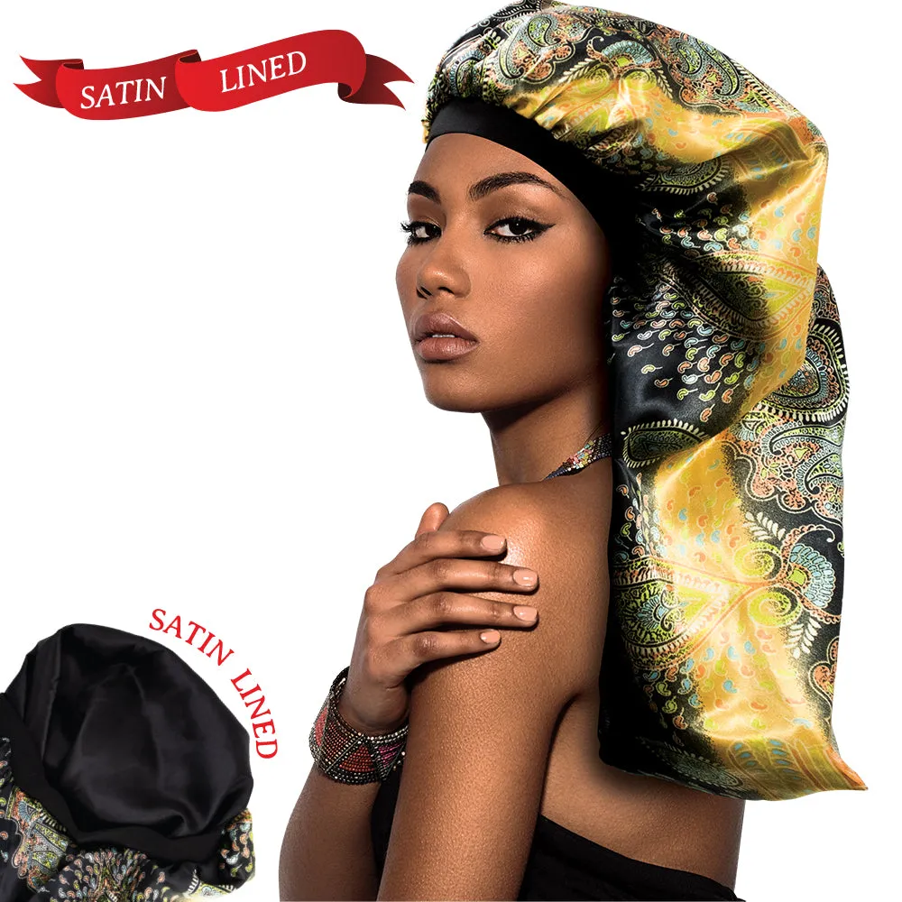 X-TRA LONG SILKY DESIGNED BONNET CAP (DOUBLE LAYER) - 1DZ (12PCS)