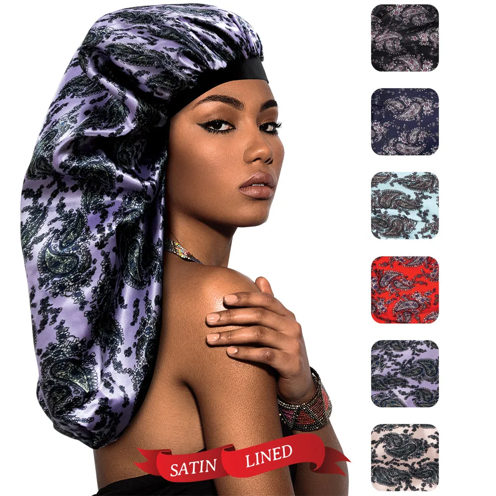 X-TRA LONG SILKY DESIGNED BONNET CAP (DOUBLE LAYER) - 1DZ (12PCS)