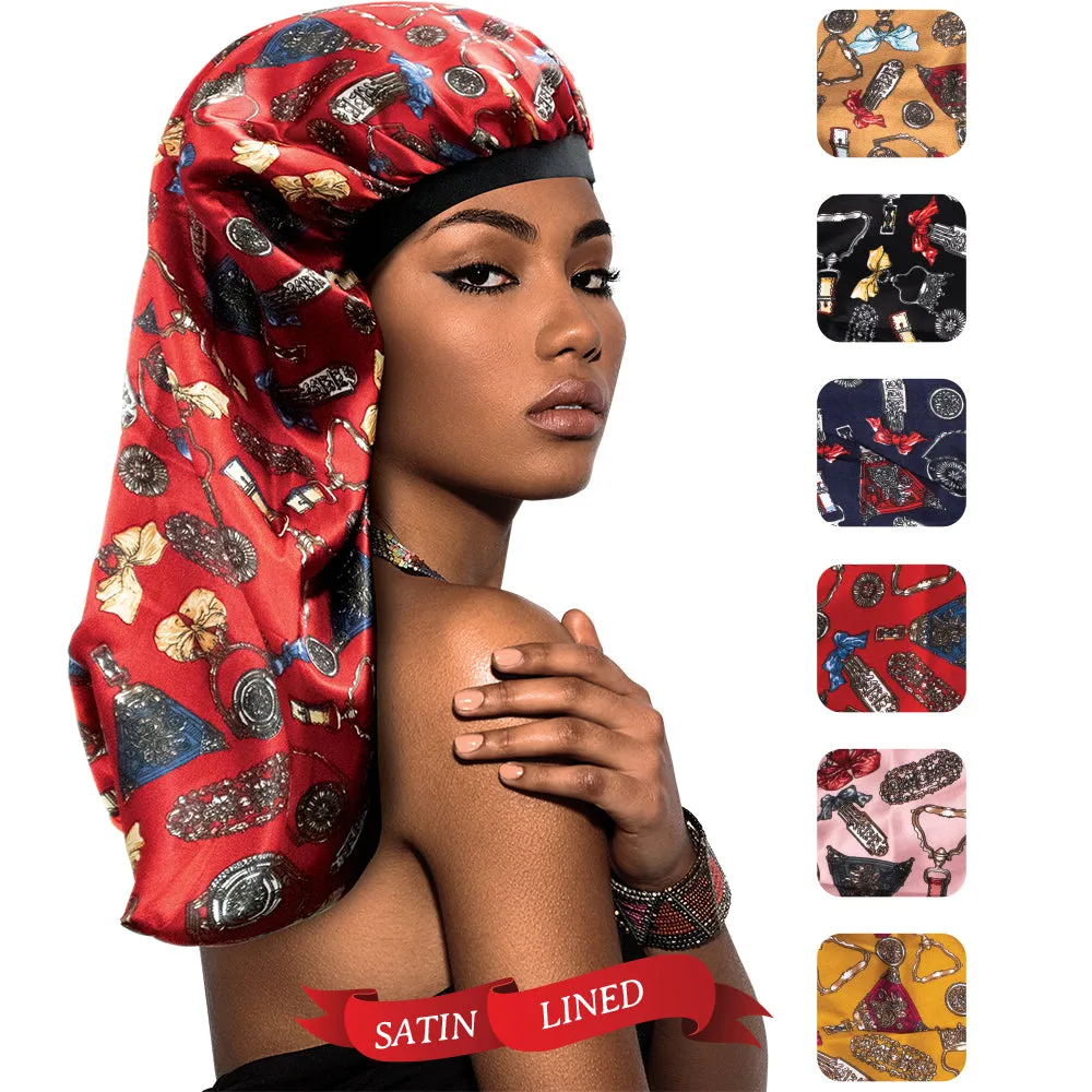 X-TRA LONG SILKY DESIGNED BONNET CAP (DOUBLE LAYER) - 1DZ (12PCS)