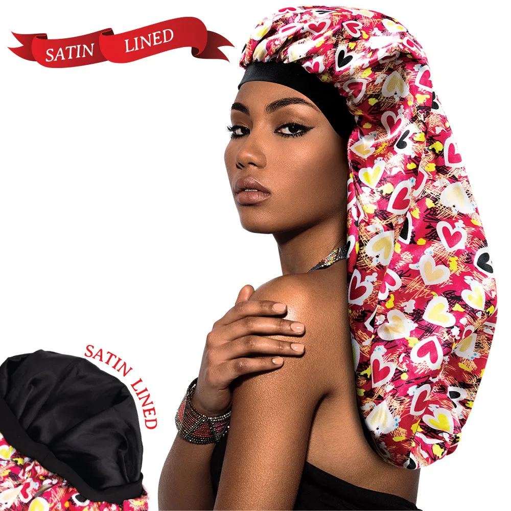 X-TRA LONG SILKY DESIGNED BONNET CAP (DOUBLE LAYER) - 1DZ (12PCS)