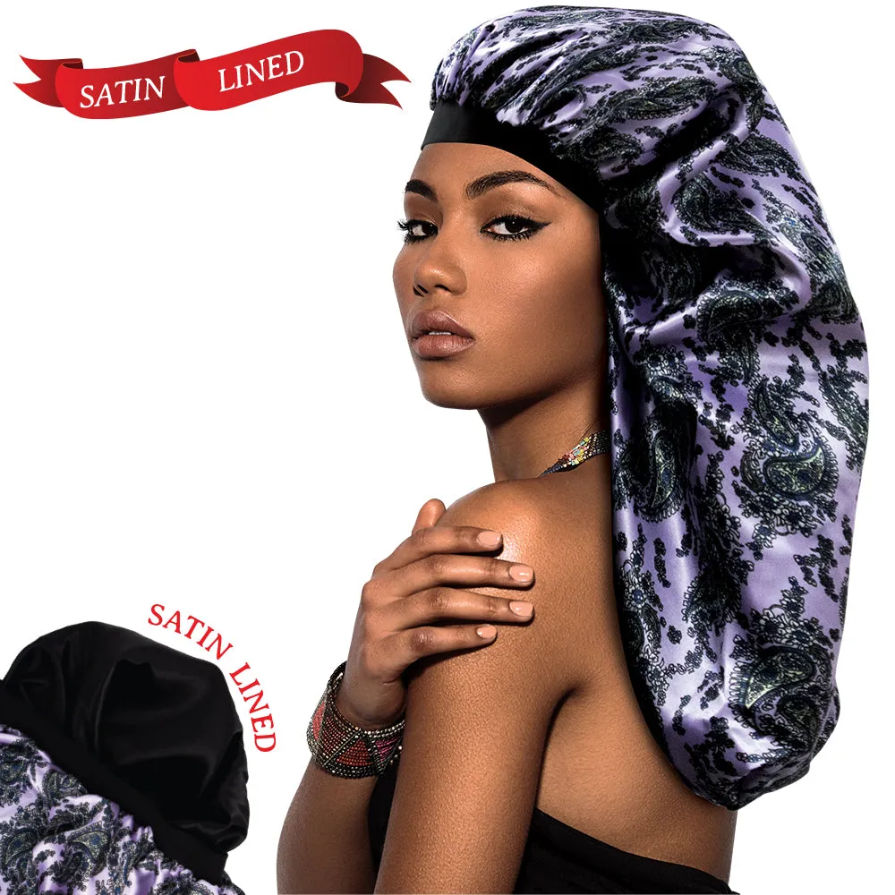 X-TRA LONG SILKY DESIGNED BONNET CAP (DOUBLE LAYER) - 1DZ (12PCS)