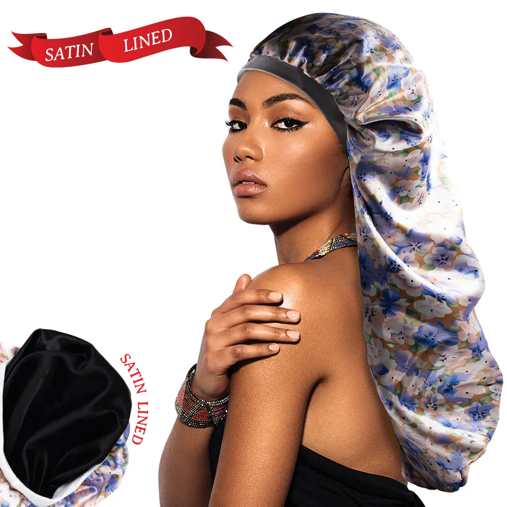 X-TRA LONG SILKY DESIGNED BONNET CAP (DOUBLE LAYER) - 1DZ (12PCS)