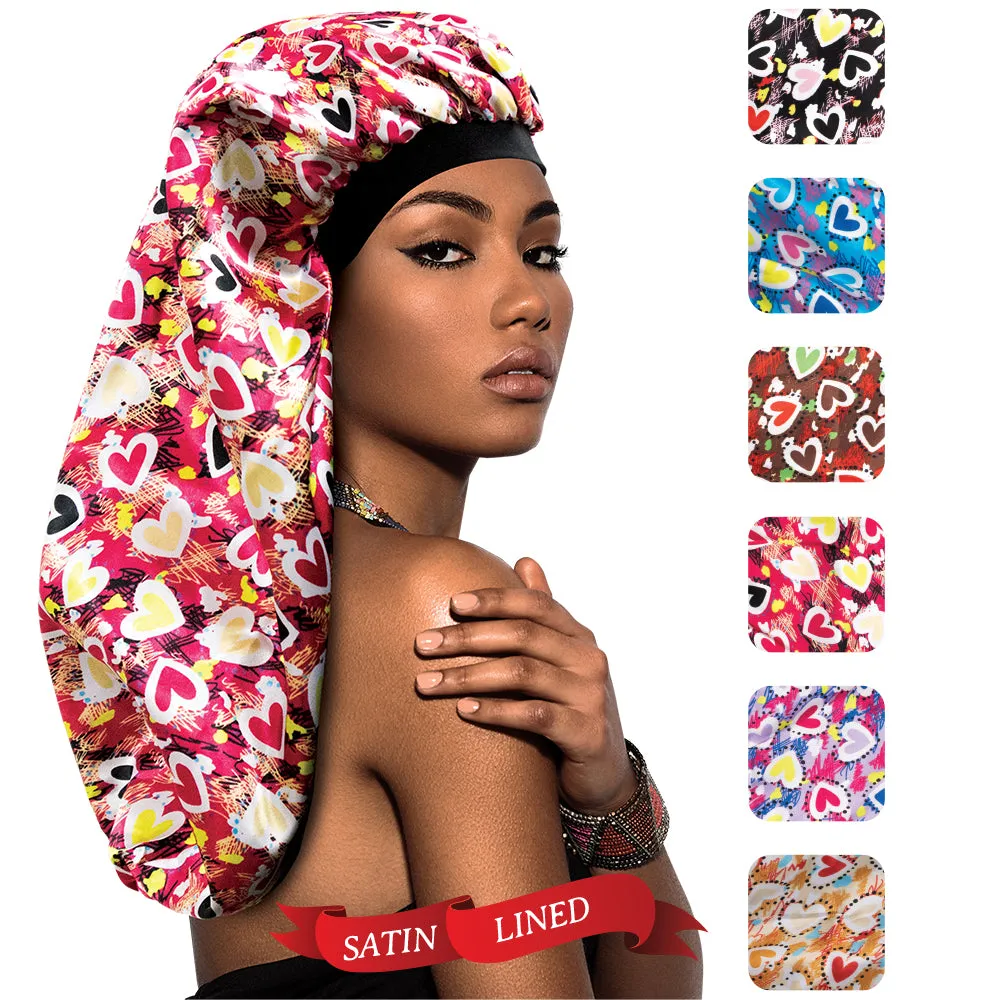 X-TRA LONG SILKY DESIGNED BONNET CAP (DOUBLE LAYER) - 1DZ (12PCS)