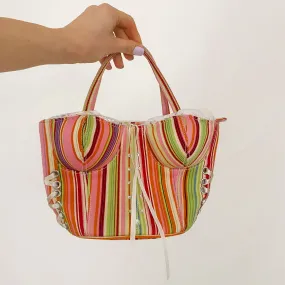 y2k striped bustier handbag