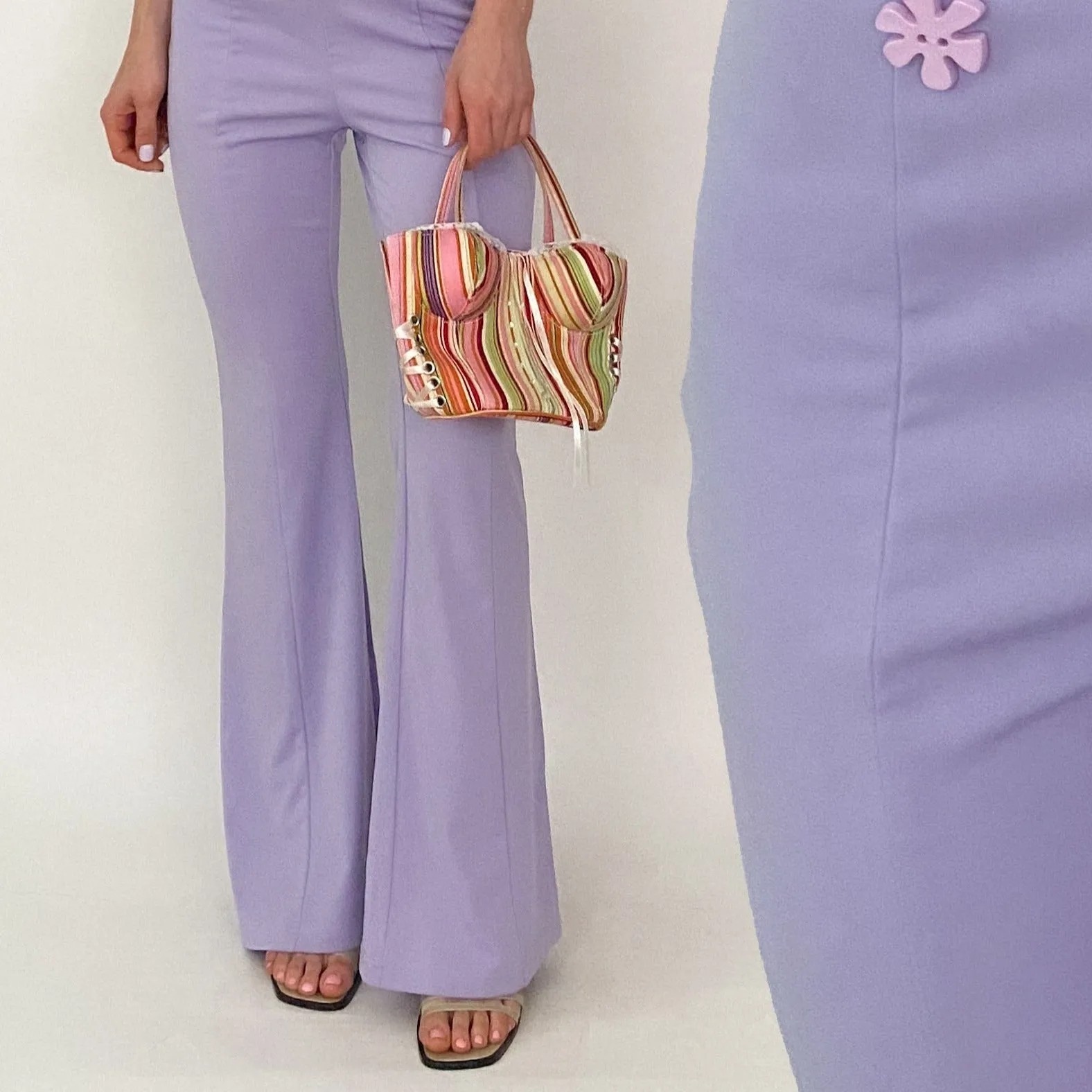 y2k striped bustier handbag